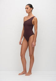 Asymmetric Maillot - Aubergine Crinkle - Matteau